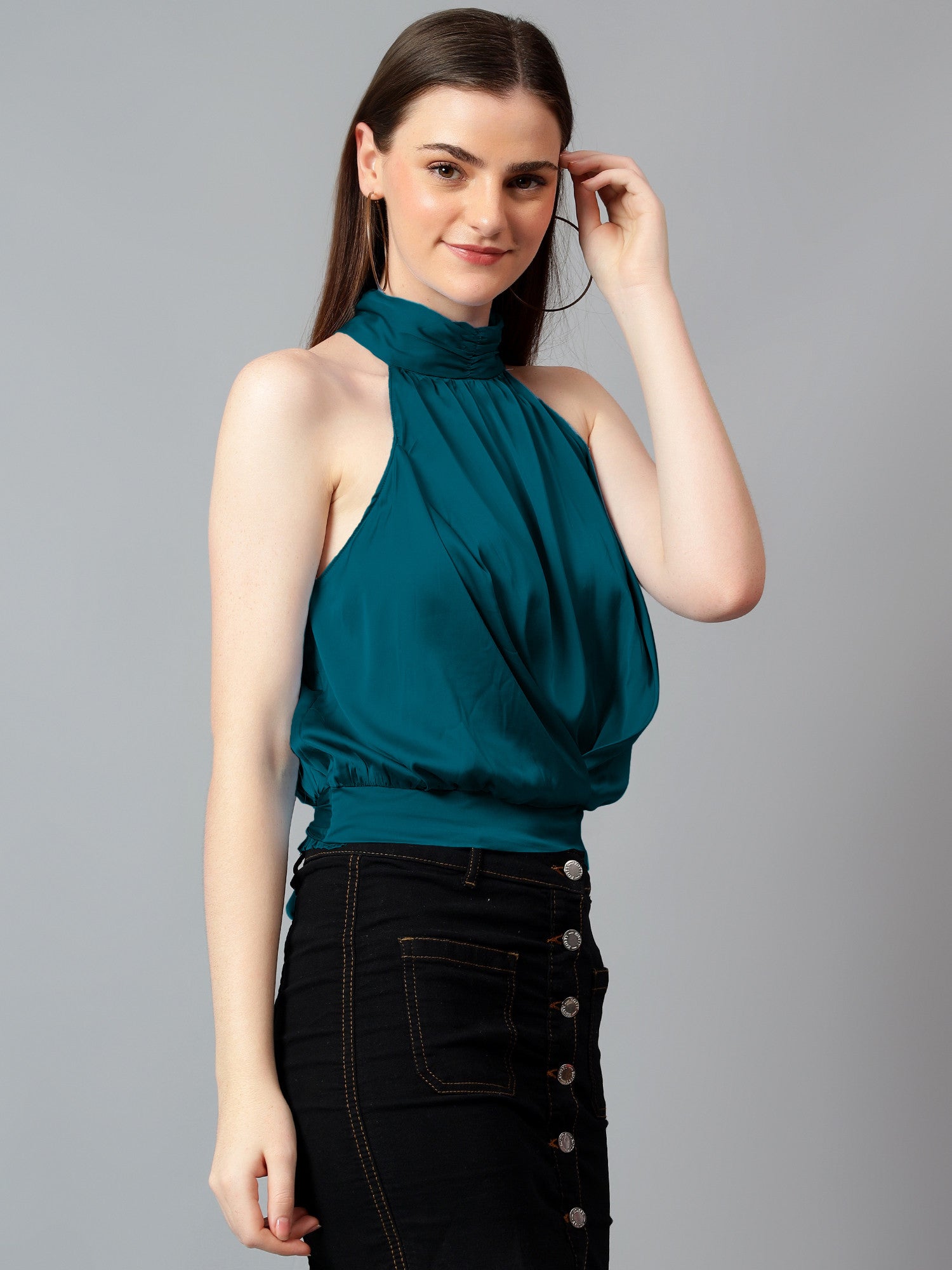KOTTY Casual Solid Women Blue Top 