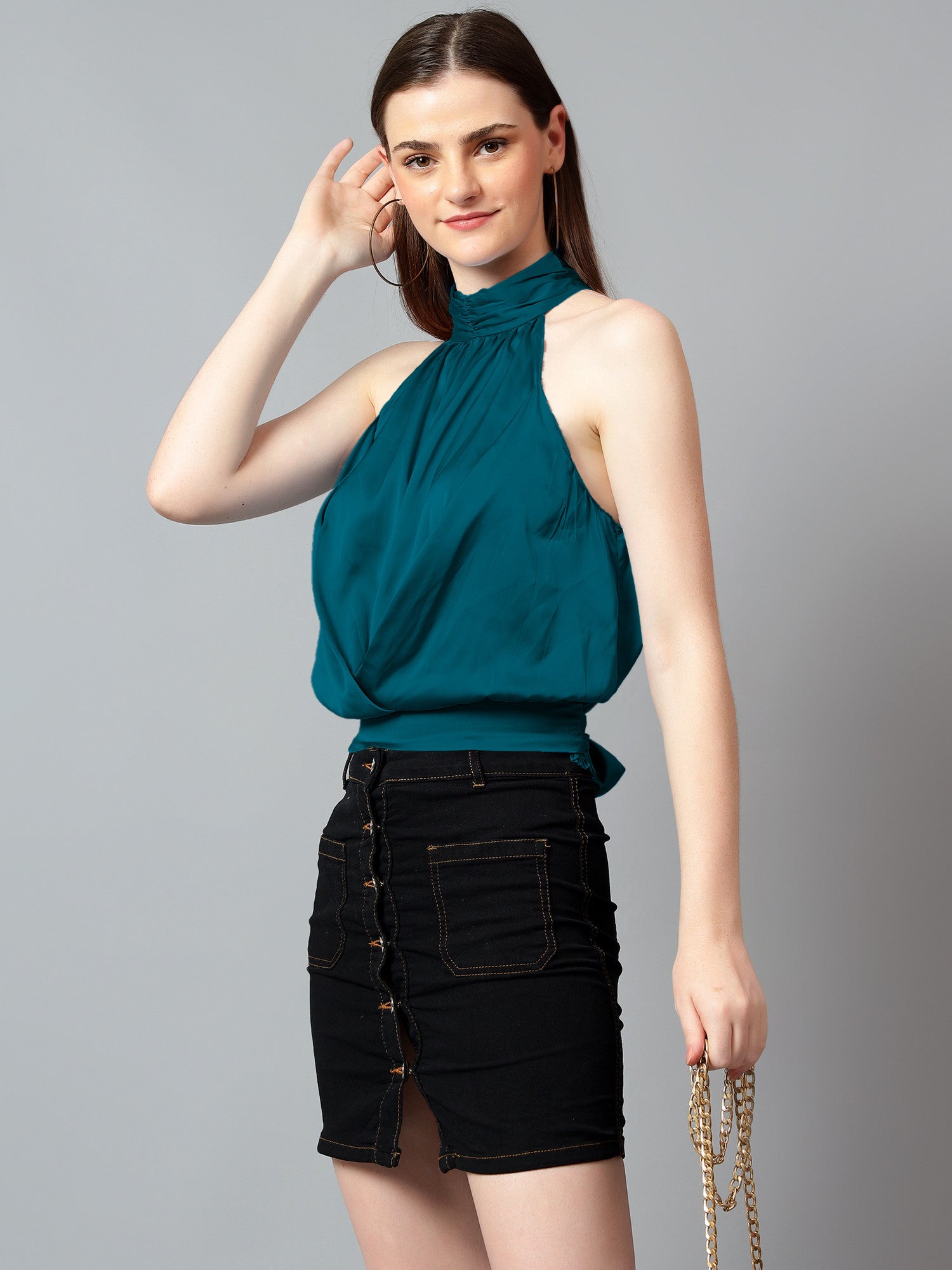 KOTTY Casual Solid Women Blue Top 