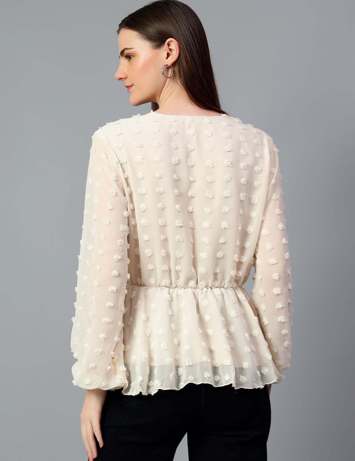 KOTTY Casual Solid Women Beige Top 