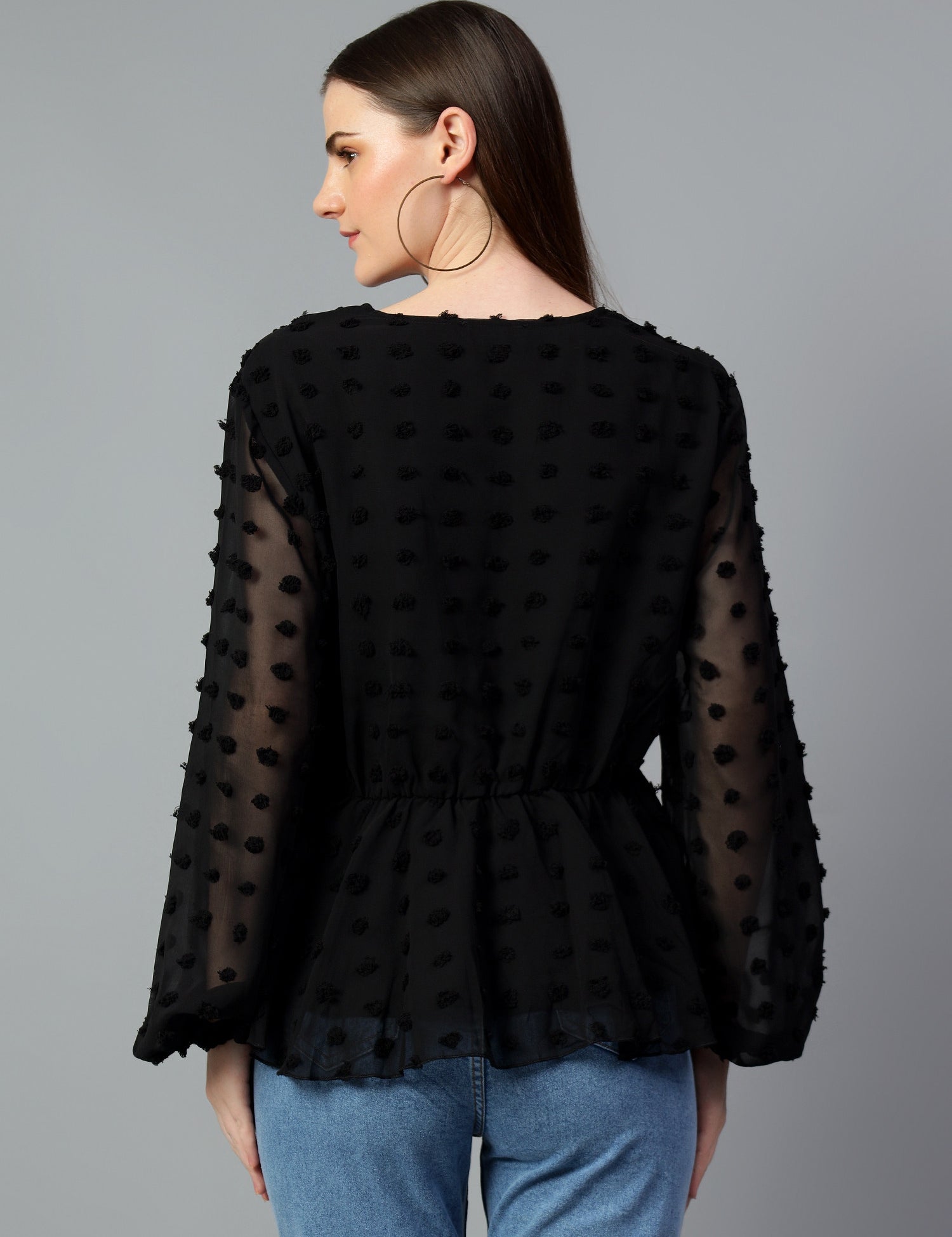 KOTTY Casual Solid Women Black Top 