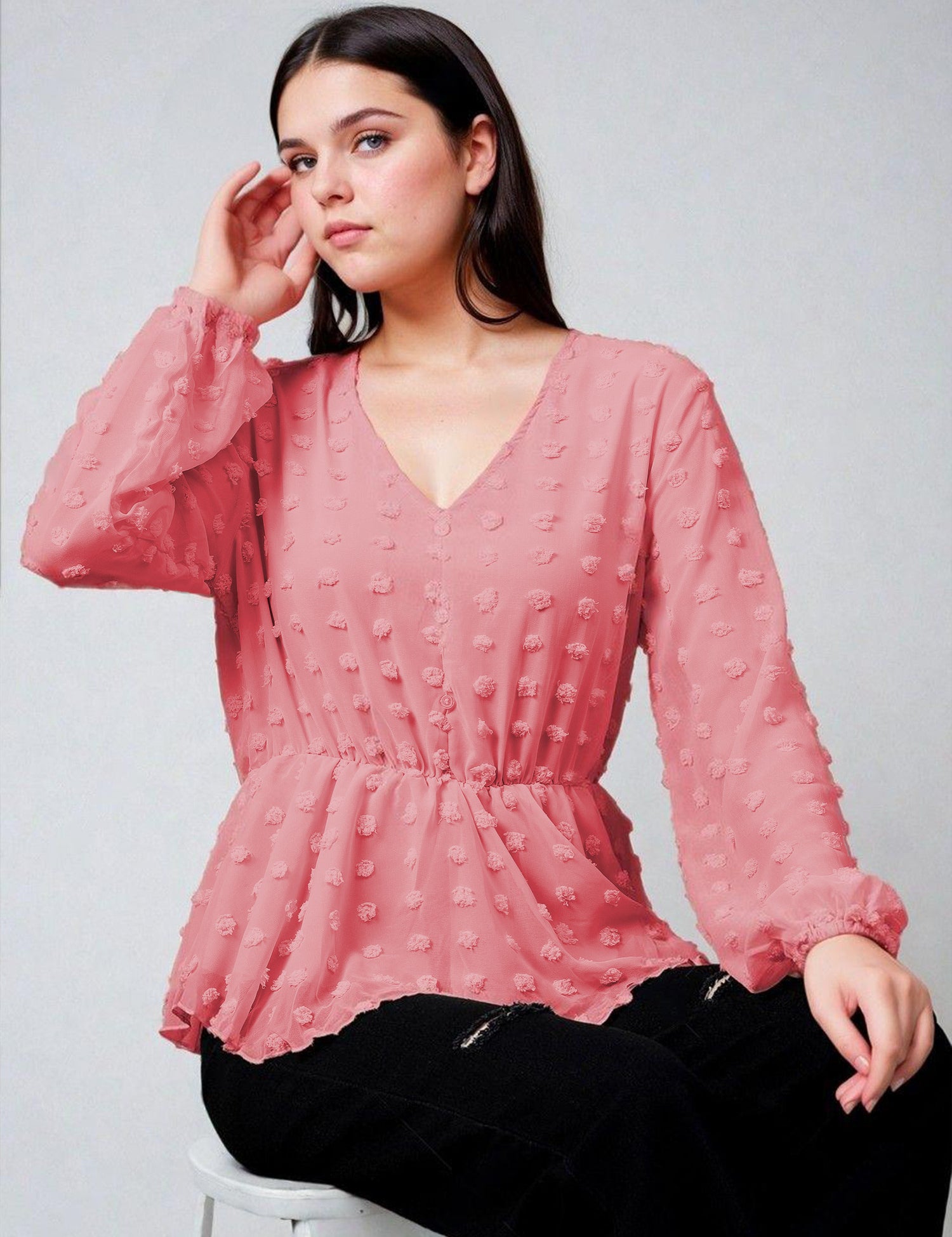 KOTTY Casual Solid Women Pink Top 