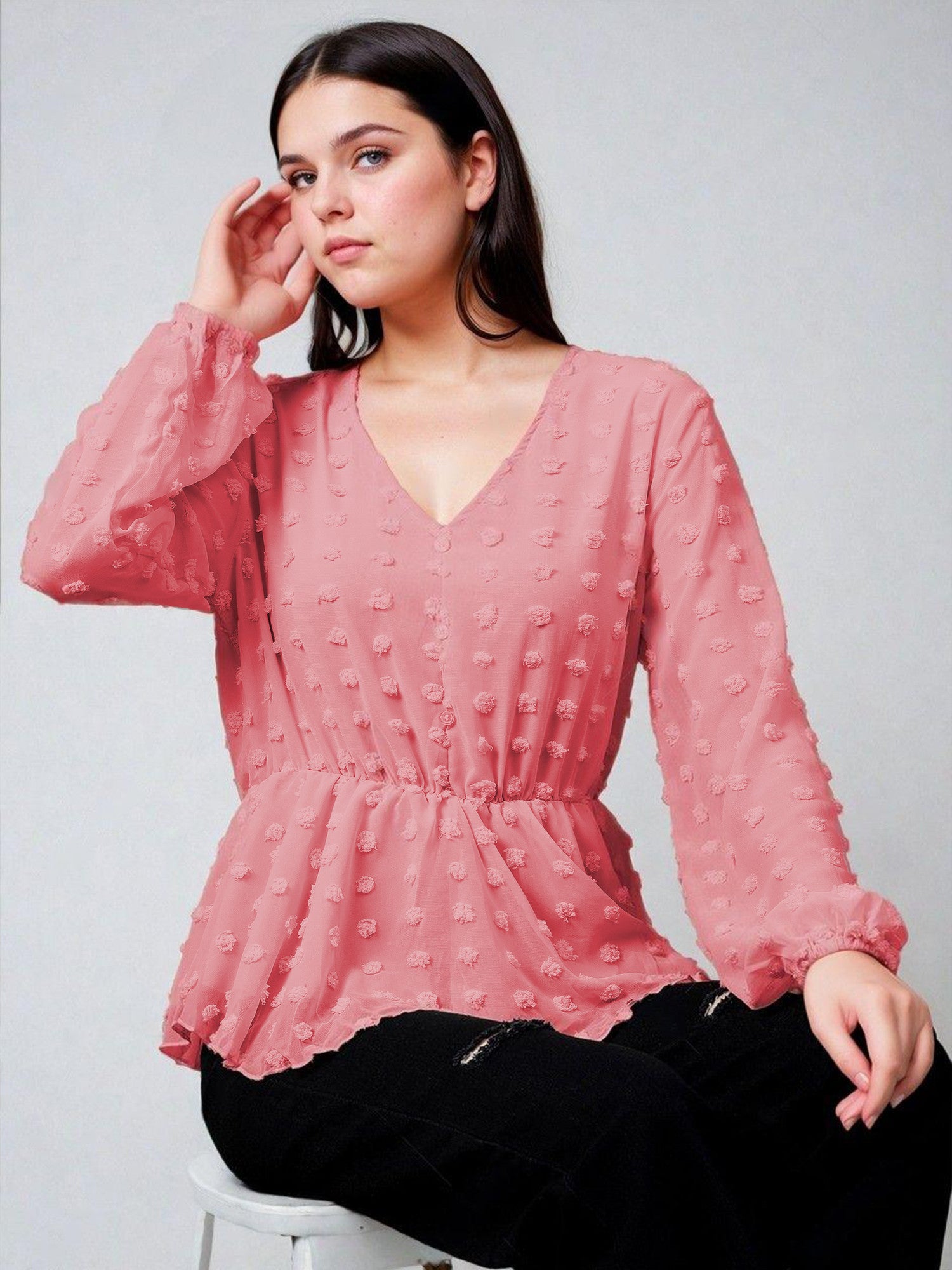 KOTTY Casual Solid Women Pink Top 