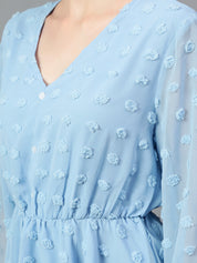 KOTTY Casual Self Design Women Light Blue Top 