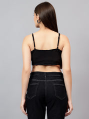 KOTTY Casual Solid Women Black Top 