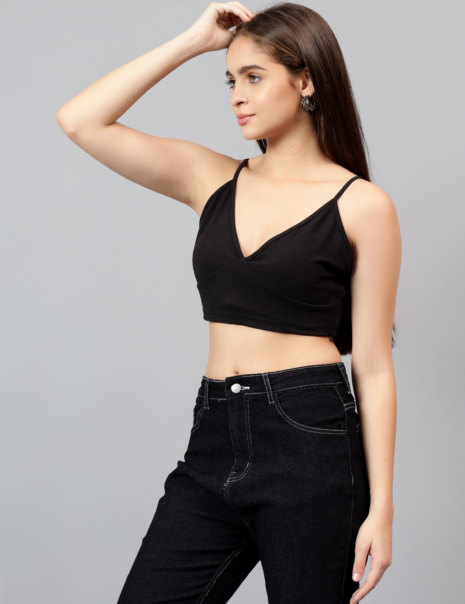 KOTTY Casual Solid Women Black Top 