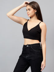 KOTTY Casual Solid Women Black Top 