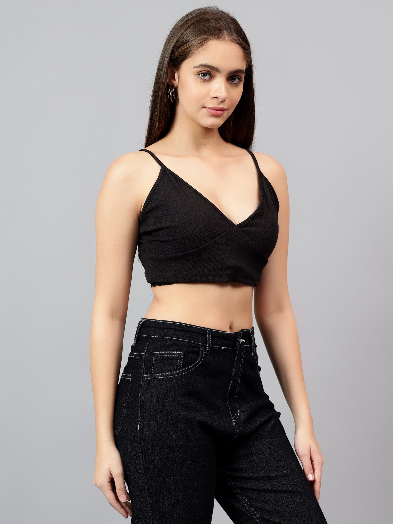 KOTTY Casual Solid Women Black Top 