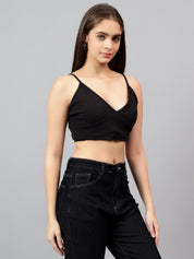 KOTTY Casual Solid Women Black Top 