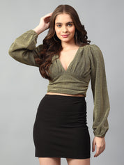 KOTTY Casual Solid Women Green Top 