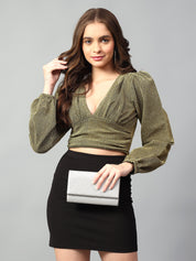 KOTTY Casual Solid Women Green Top 