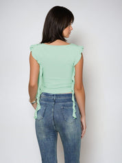 KOTTY Casual Solid Women Green Top 