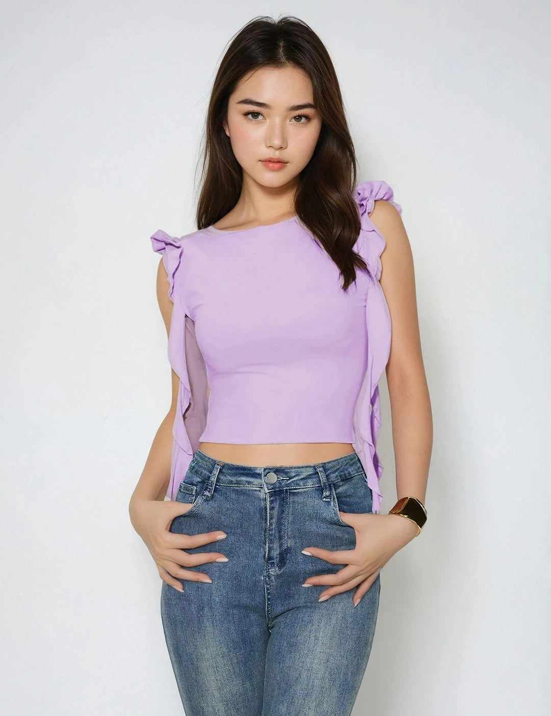 KOTTY Casual Solid Women Purple Top 