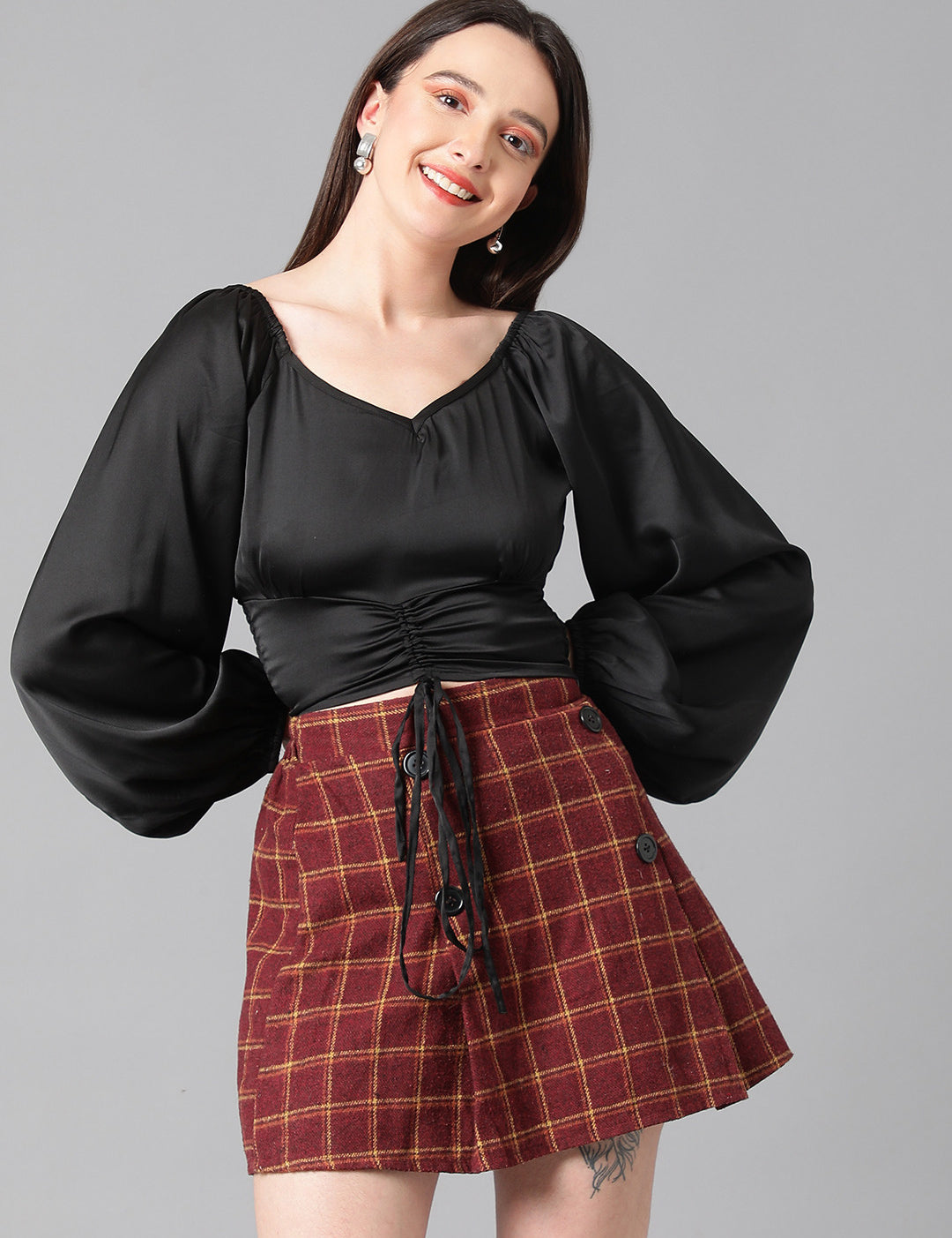 KOTTY Casual Solid Women Black Top 