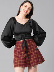 KOTTY Casual Solid Women Black Top 