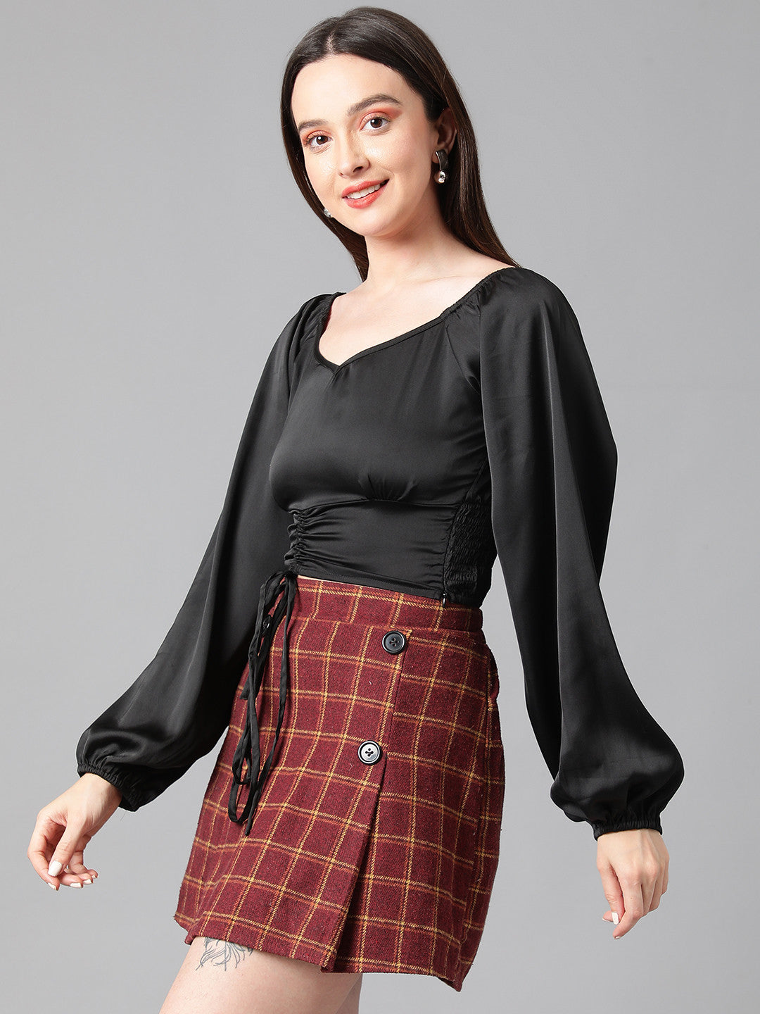 KOTTY Casual Solid Women Black Top 