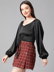 KOTTY Casual Solid Women Black Top 