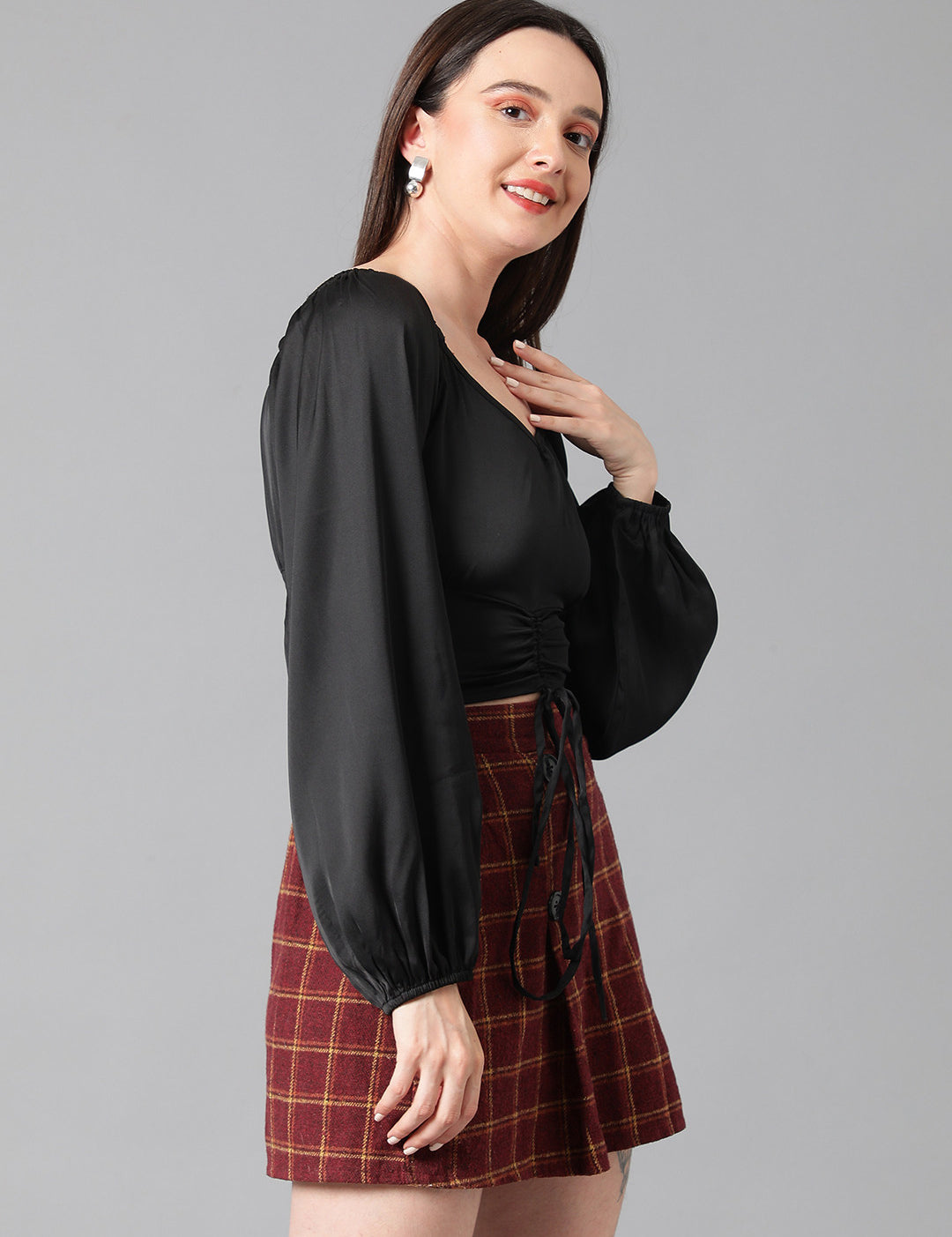 KOTTY Casual Solid Women Black Top 
