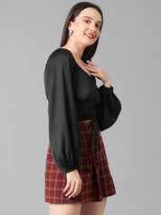 KOTTY Casual Solid Women Black Top 