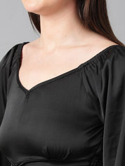 KOTTY Casual Solid Women Black Top 