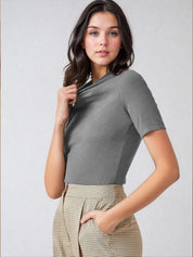 KOTTY Casual Solid Women Grey Top 