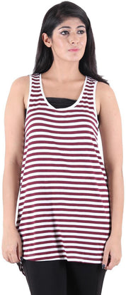 KOTTY Casual Sleeveless Striped Women Brown Top 