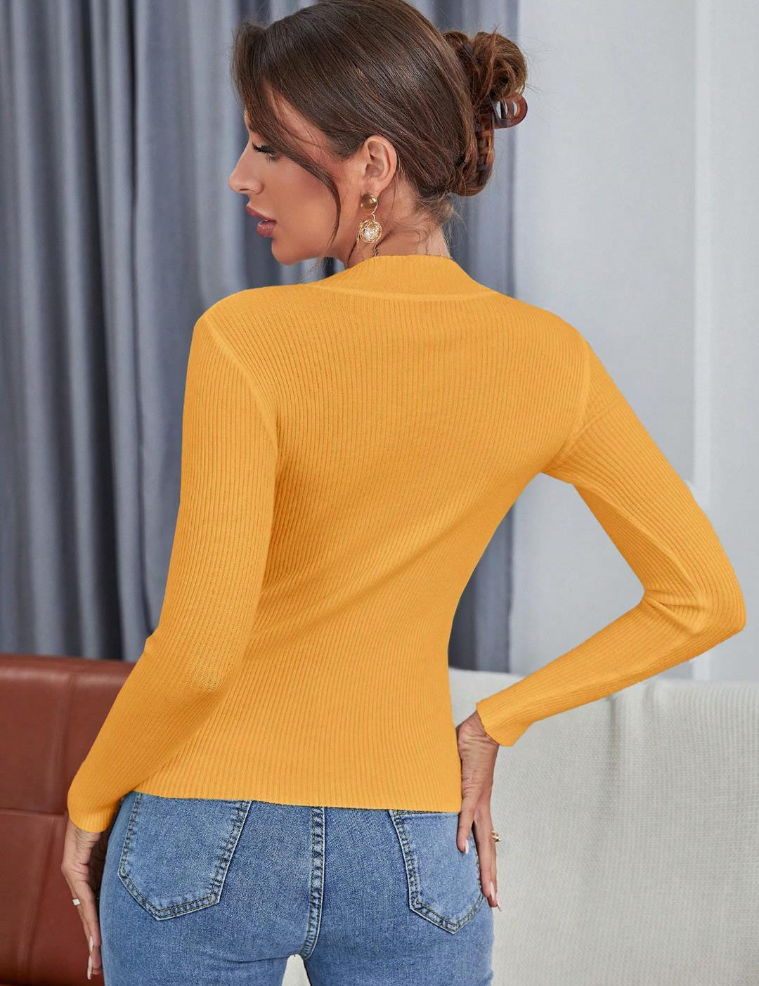 KOTTY Casual Solid Women Yellow Top 
