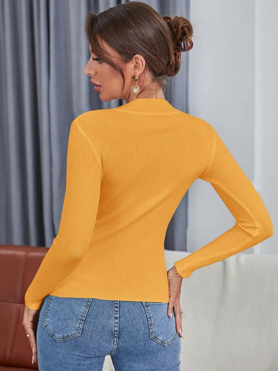 KOTTY Casual Solid Women Yellow Top 
