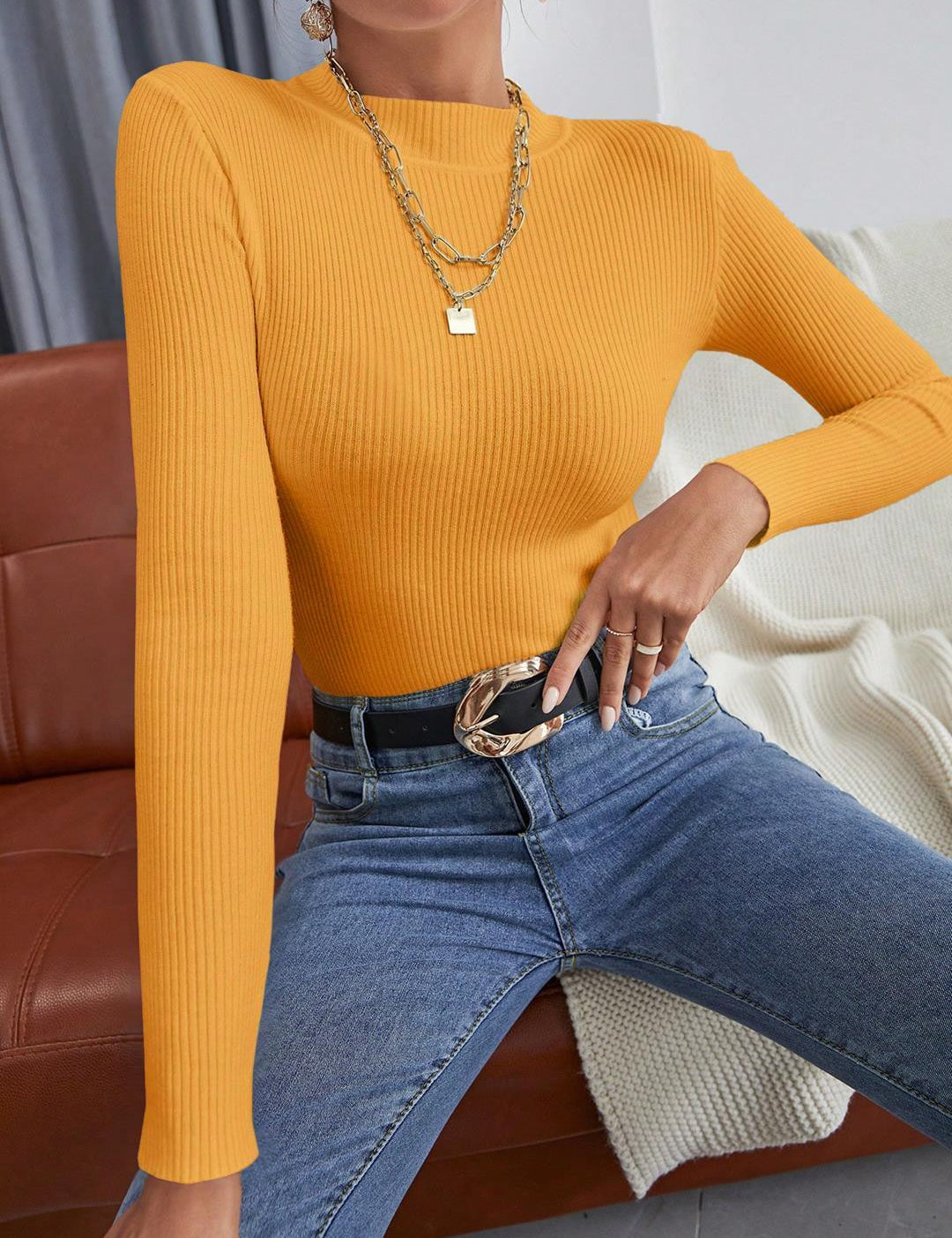 KOTTY Casual Solid Women Yellow Top 