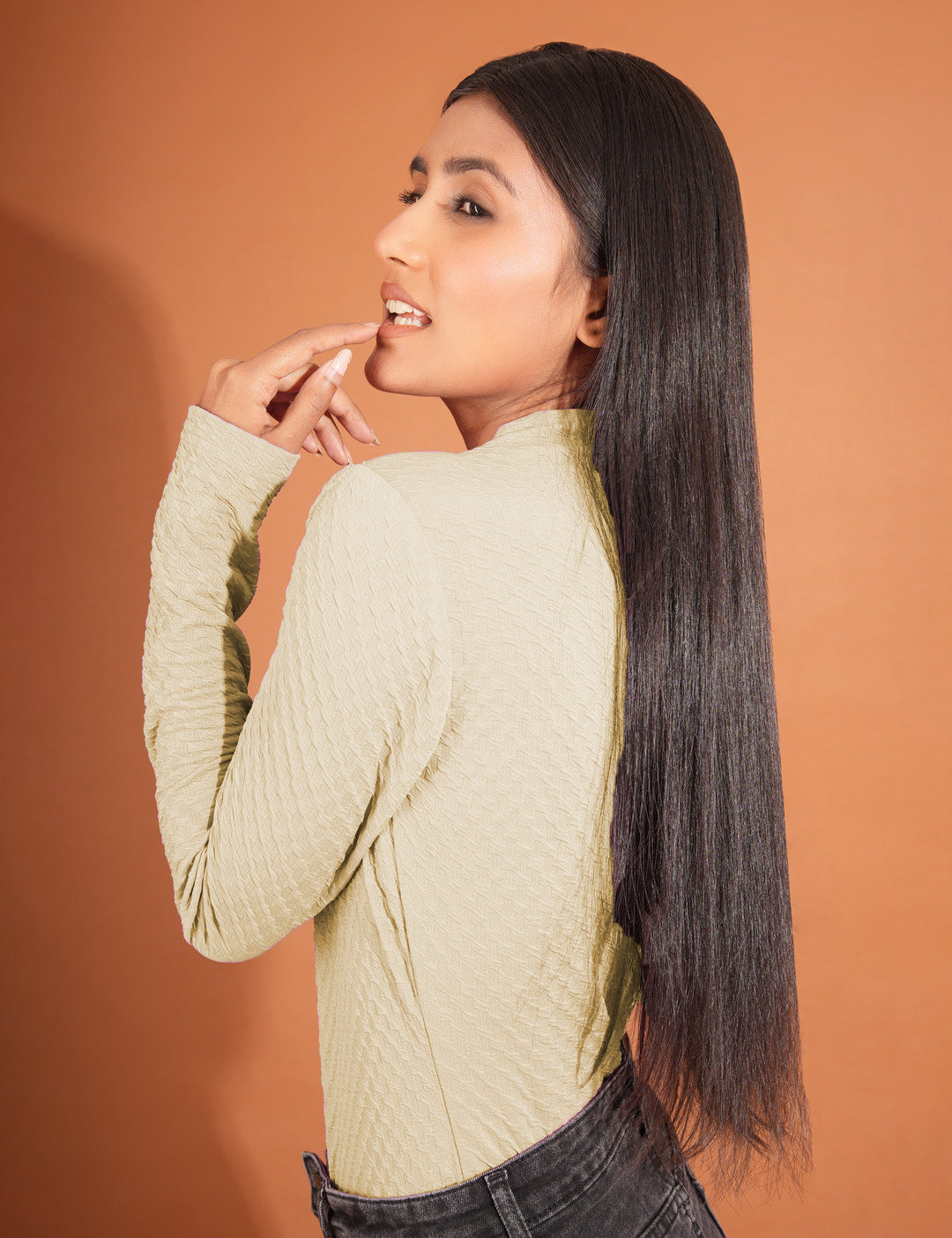 KOTTY Casual Solid Women Beige Top 