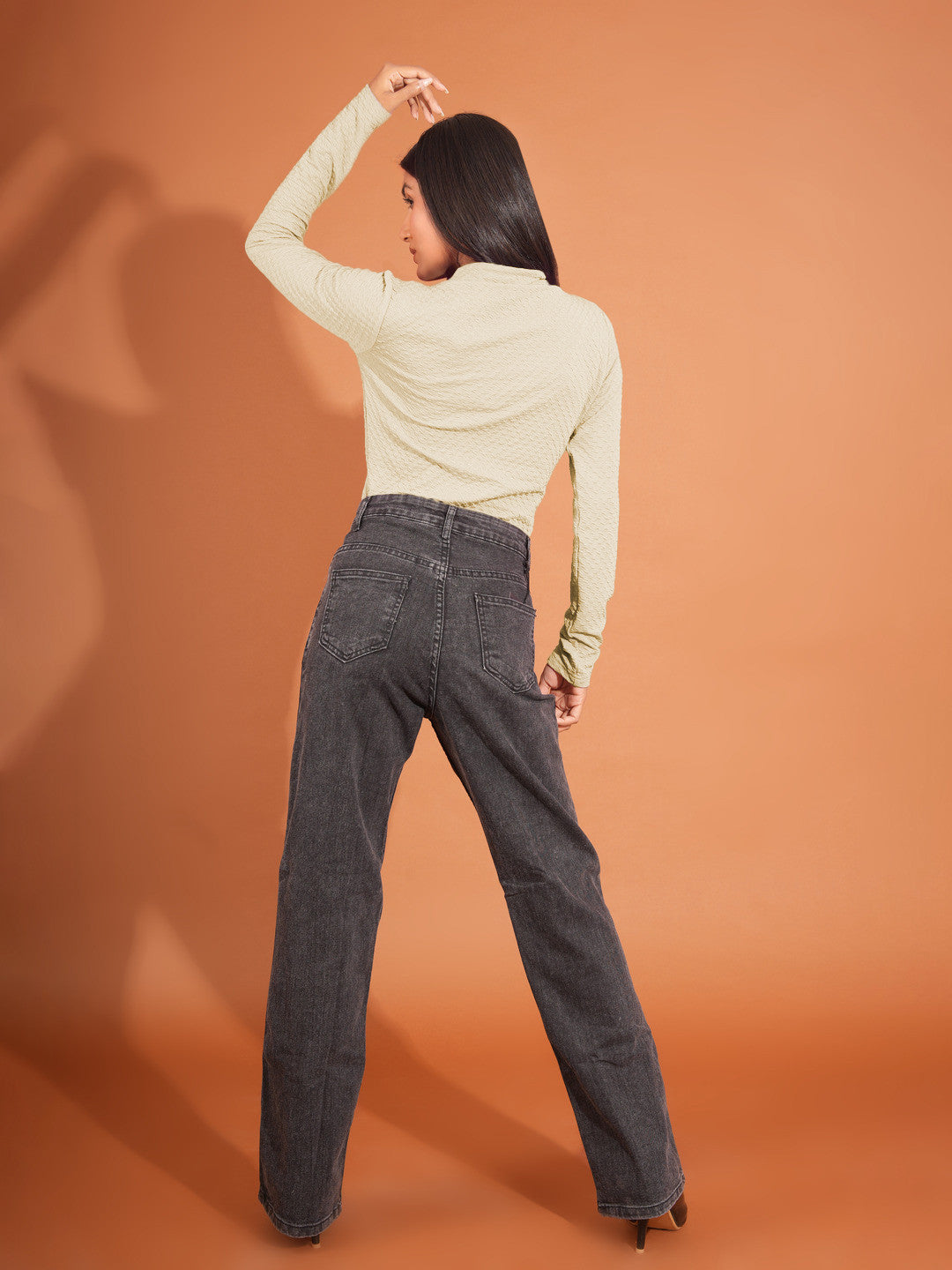 KOTTY Casual Solid Women Beige Top 