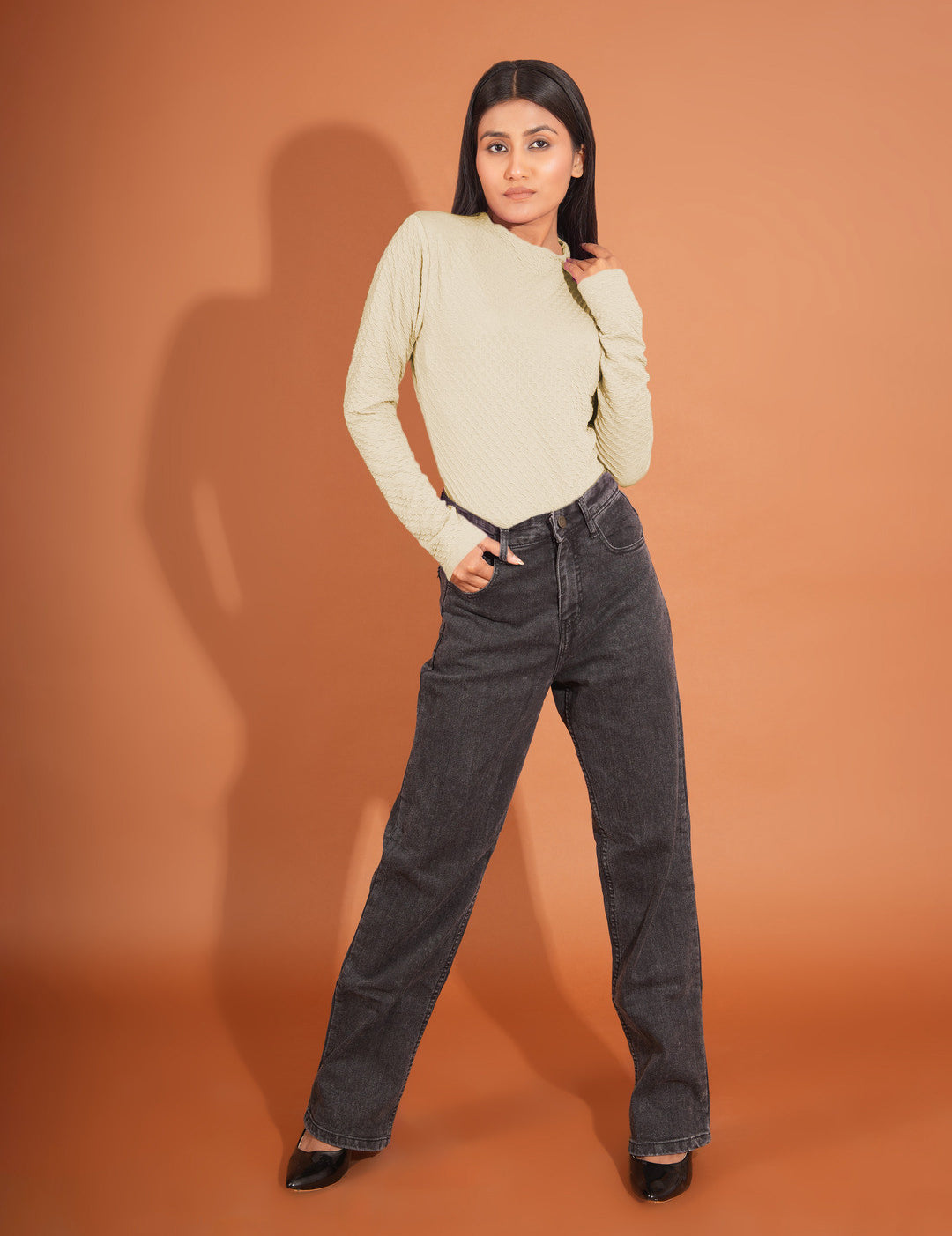 KOTTY Casual Solid Women Beige Top 