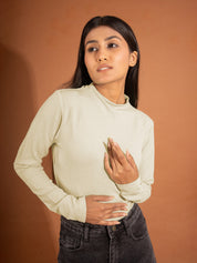 KOTTY Casual Solid Women Beige Top 