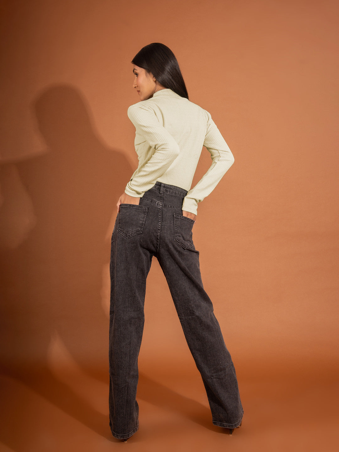 KOTTY Casual Solid Women Beige Top 