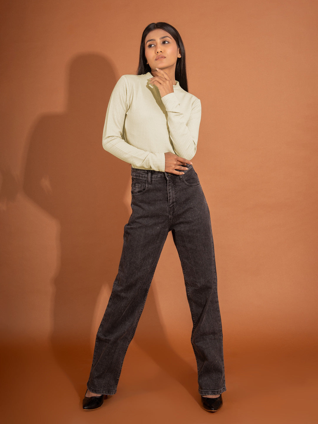 KOTTY Casual Solid Women Beige Top 