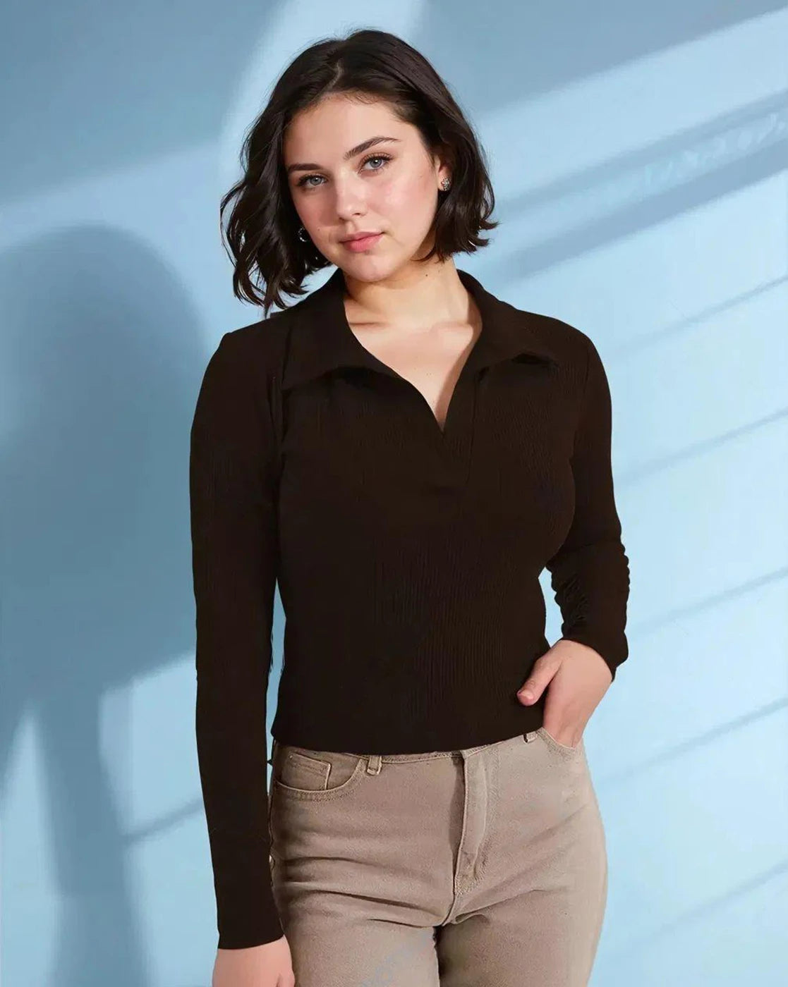KOTTY Casual Solid Women Brown Top 