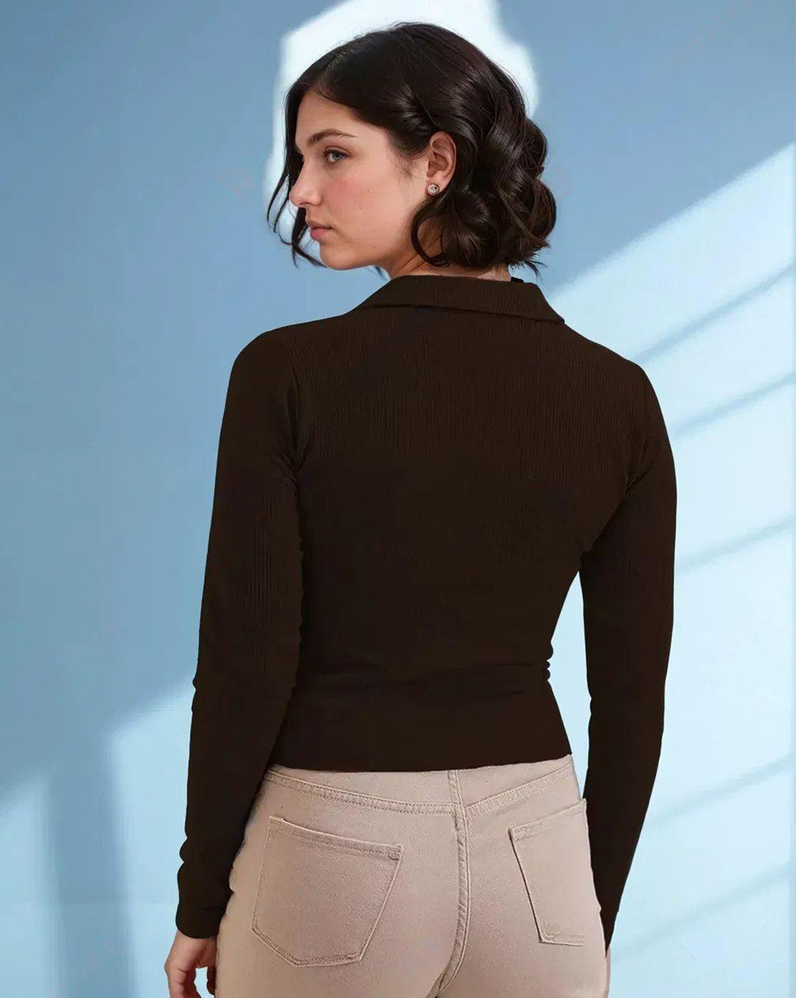 KOTTY Casual Solid Women Brown Top 