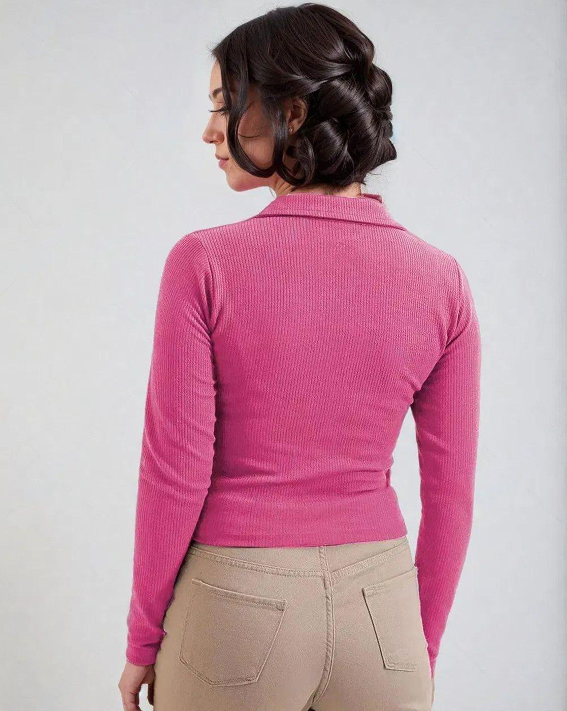 KOTTY Casual Solid Women Pink Top 