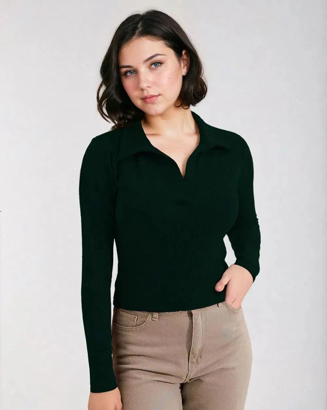 KOTTY Casual Solid Women Green Top 
