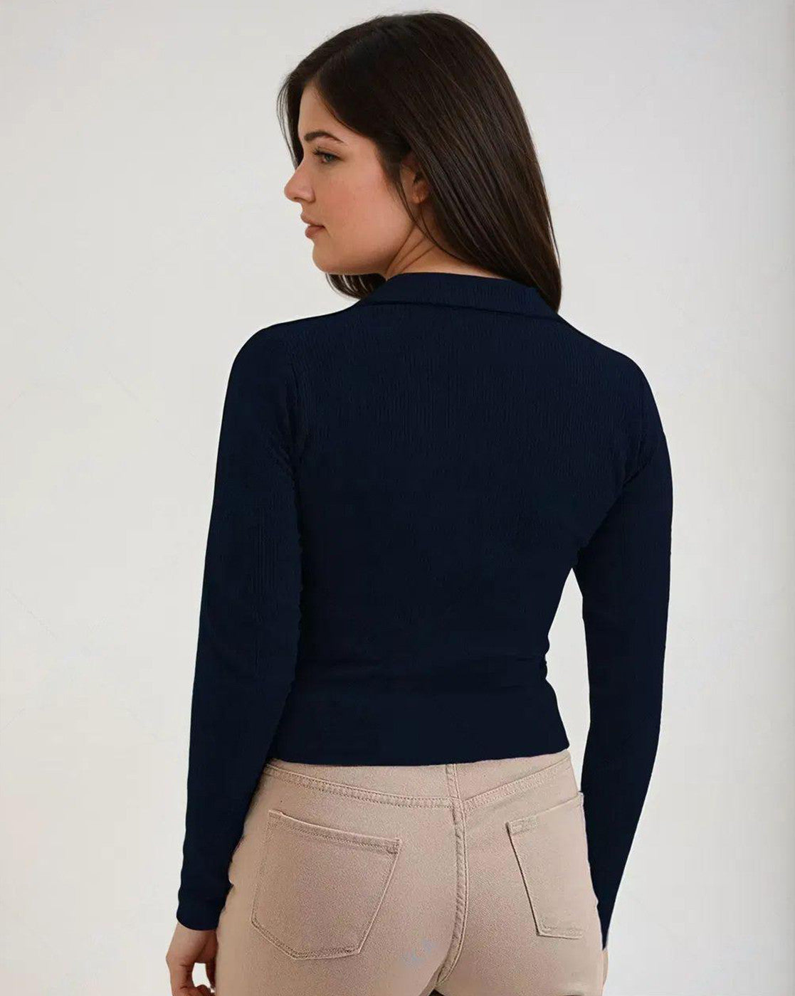 KOTTY Casual Solid Women Dark Blue Top 