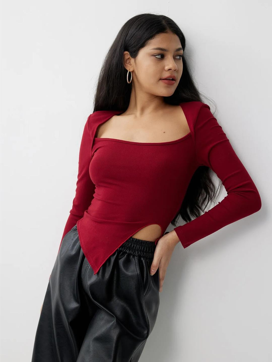 KOTTY Casual Solid Women Maroon Top 