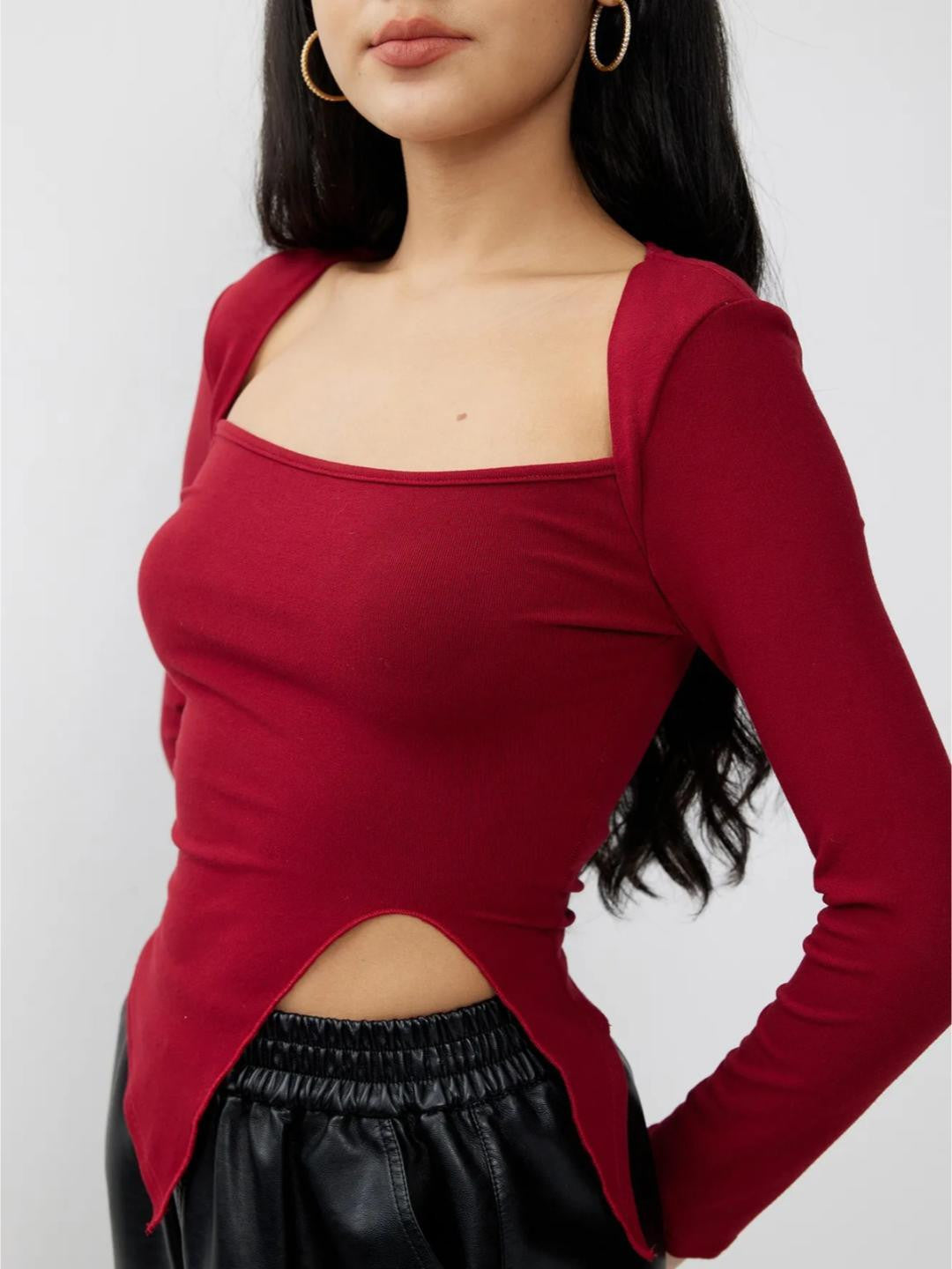 KOTTY Casual Solid Women Maroon Top 