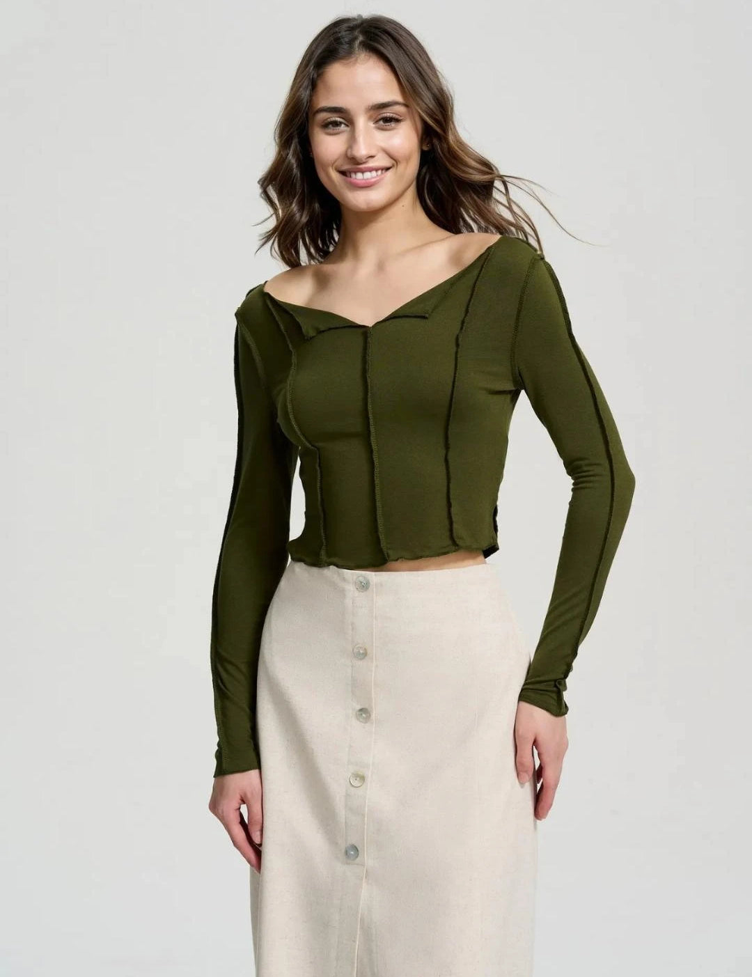 KOTTY Casual Solid Women Green Top 