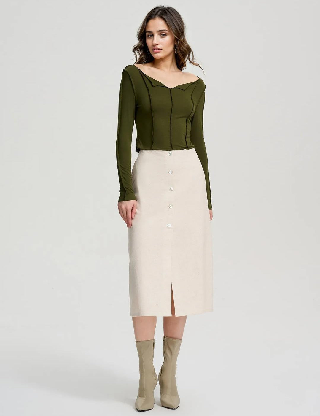 KOTTY Casual Solid Women Green Top 