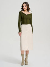 KOTTY Casual Solid Women Green Top 