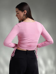 KOTTY Casual Solid Women Pink Top 