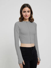 KOTTY Casual Solid Women Grey Top 