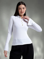 KOTTY Casual Solid Women White Top 