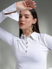 KOTTY Casual Solid Women White Top 