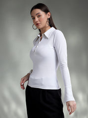 KOTTY Casual Solid Women White Top 