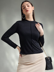 KOTTY Casual Solid Women Black Top 